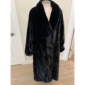 Women's Full Length Black Faux Fur Coat La Maison De La Fausse Fourrure Paris